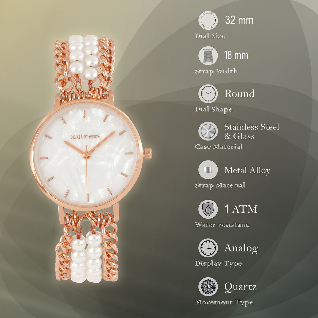 Odessa White MOP Medium Dial Rose Gold Pearl Strap Women's Watch