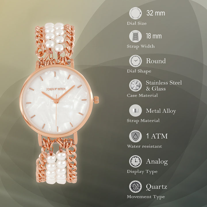 Odessa White MOP Medium Dial Rose Gold Pearl Strap Women's Watch