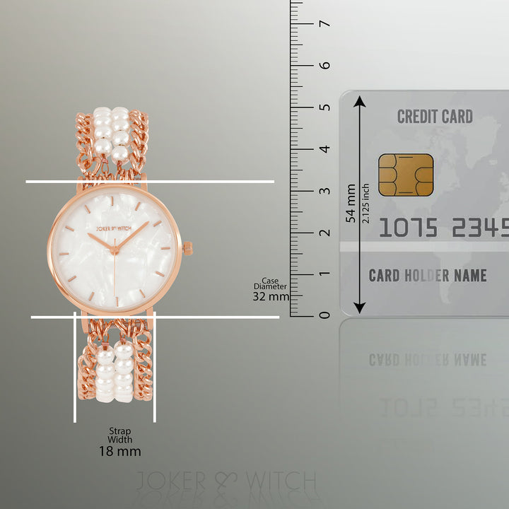 Odessa White MOP Medium Dial Rose Gold Pearl Strap Women's Watch