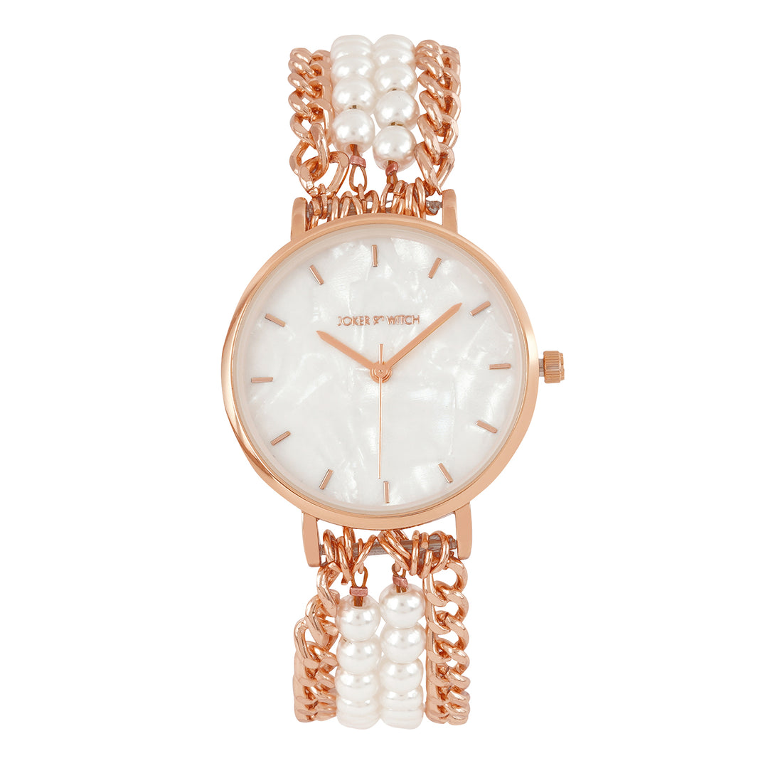 Odessa White MOP Medium Dial Rose Gold Pearl Strap Women's Watch