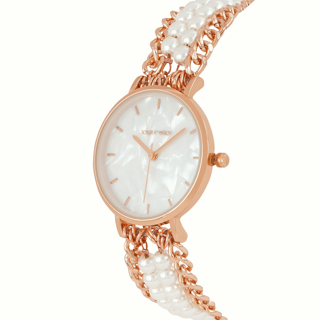 Odessa White MOP Medium Dial Rose Gold Pearl Strap Women's Watch
