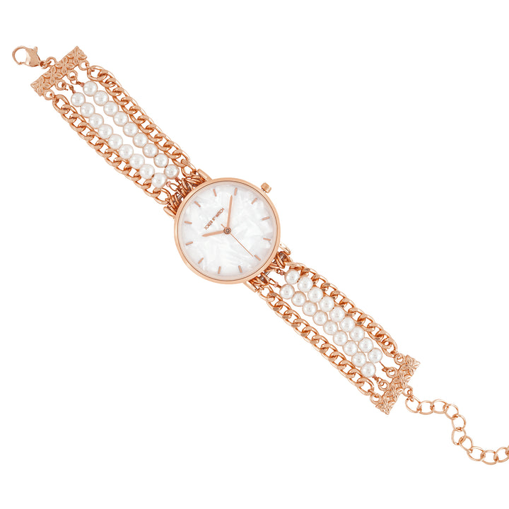 Odessa White MOP Medium Dial Rose Gold Pearl Strap Women's Watch