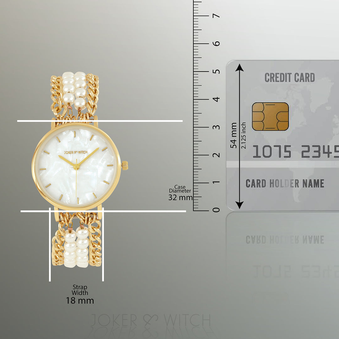 Odessa White MOP Medium Dial Gold Pearl Strap Women's Watch