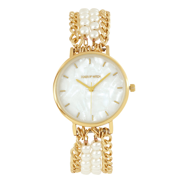 Odessa White MOP Medium Dial Gold Pearl Strap Women's Watch