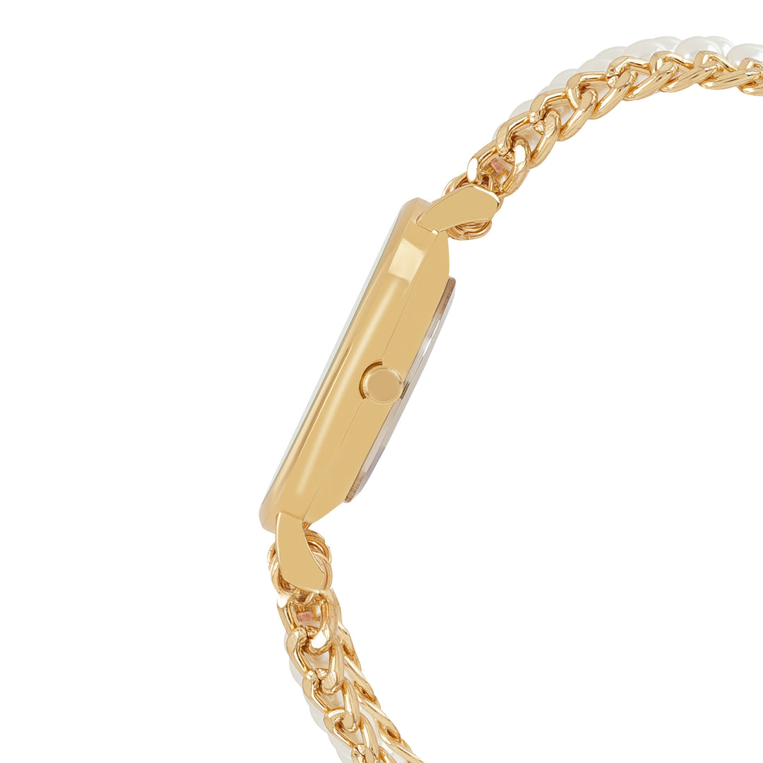Odessa White MOP Medium Dial Gold Pearl Strap Women's Watch