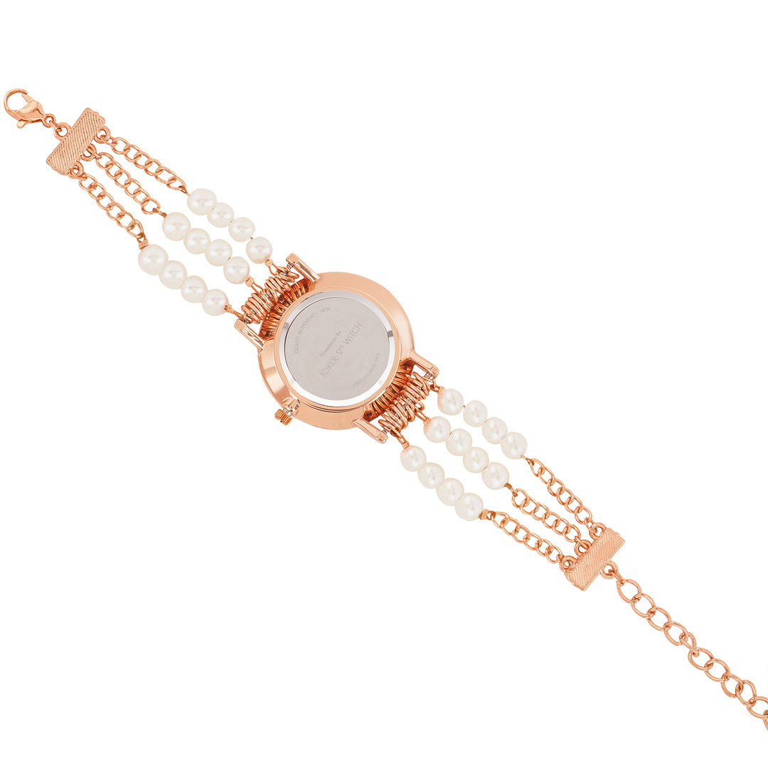 Rosette White Small Dial Rose Gold Pearl Strap Women's Watch