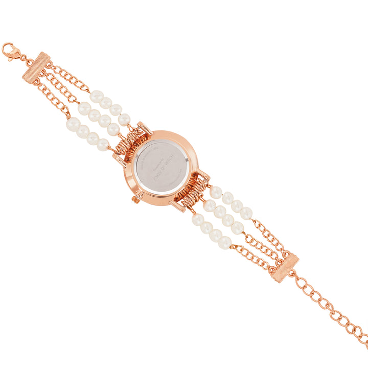 Rosette White Small Dial Rose Gold Pearl Strap Women's Watch