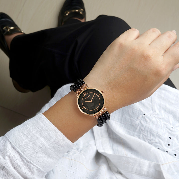 Catherine Black MOP Medium Dial Pearl Strap Women's Watch