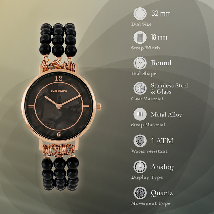 Catherine Black MOP Medium Dial Pearl Strap Women's Watch