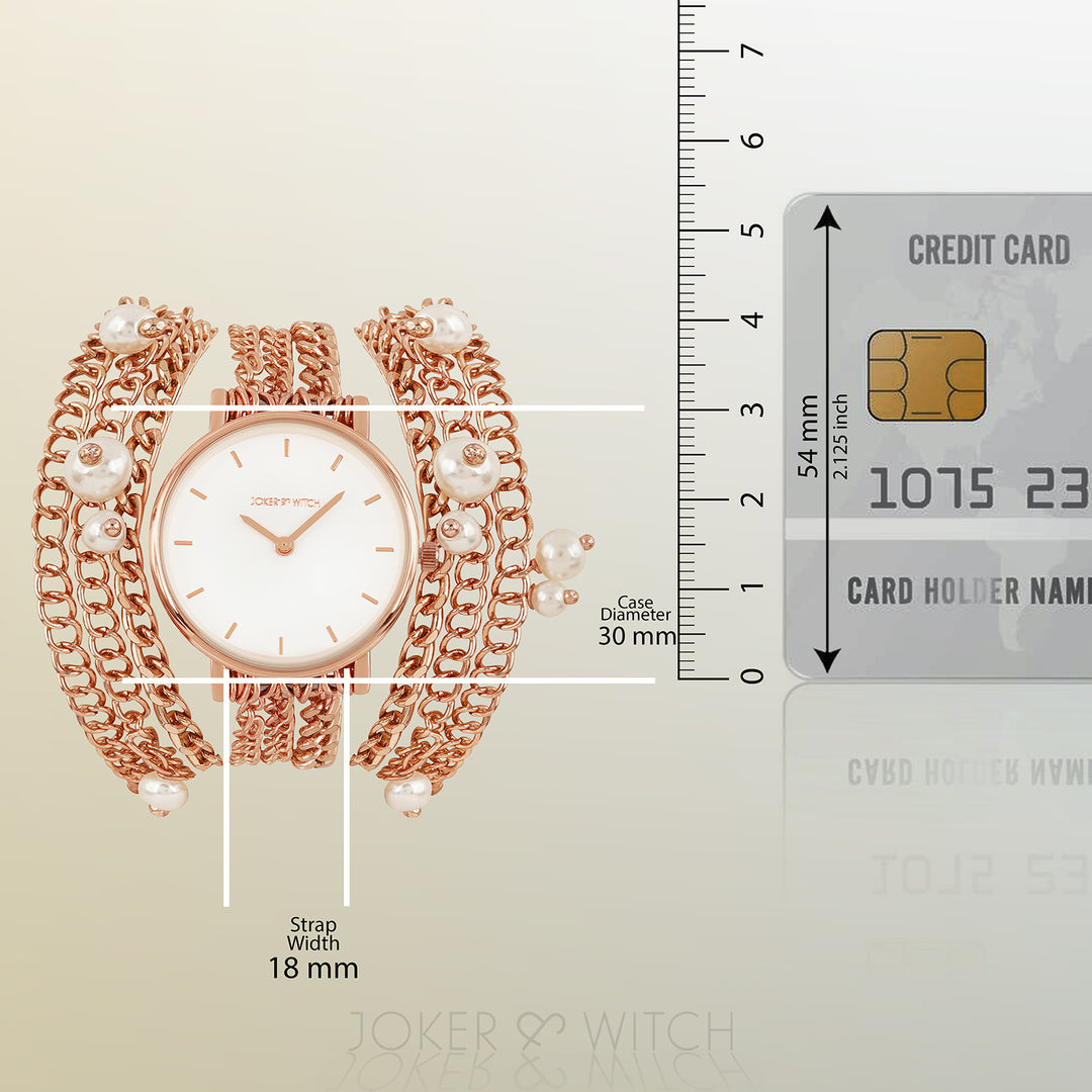 Genevieve White Small Dial Rose Gold Pearl Wrap Around Strap Women's Watch