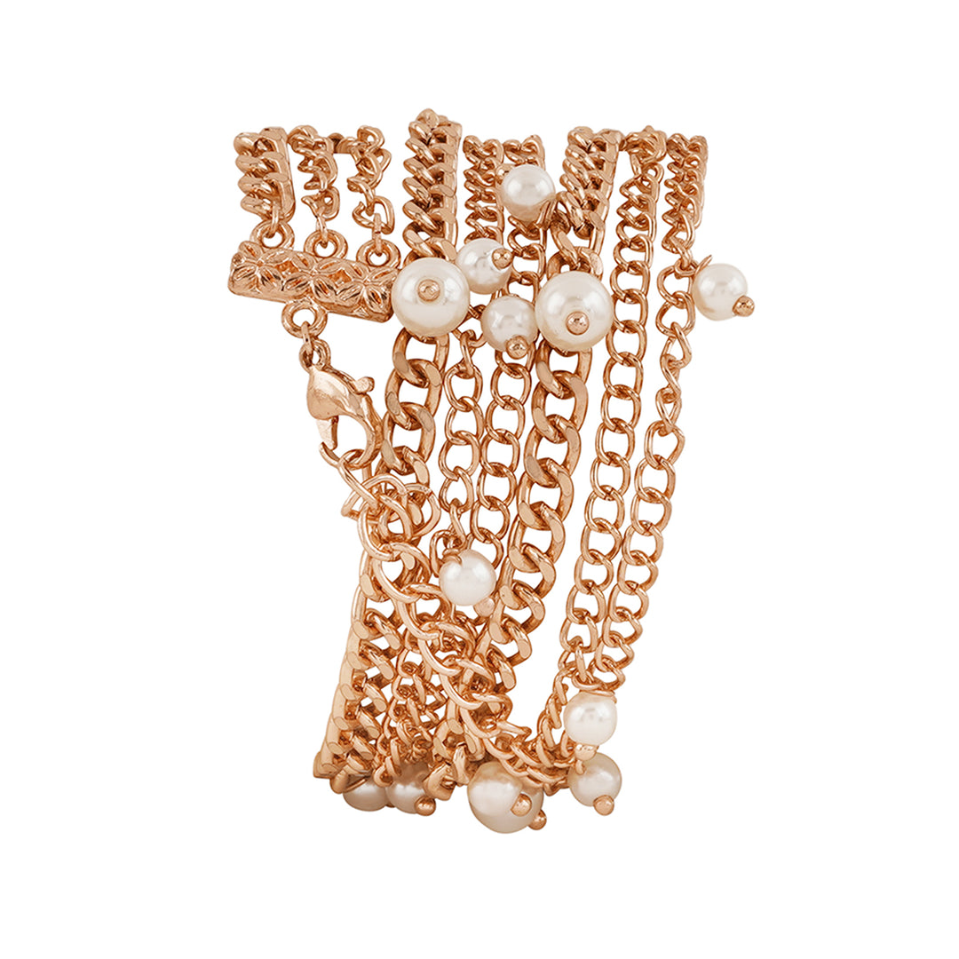 Genevieve White Small Dial Rose Gold Pearl Wrap Around Strap Women's Watch