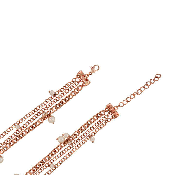 Genevieve White Small Dial Rose Gold Pearl Wrap Around Strap Women's Watch