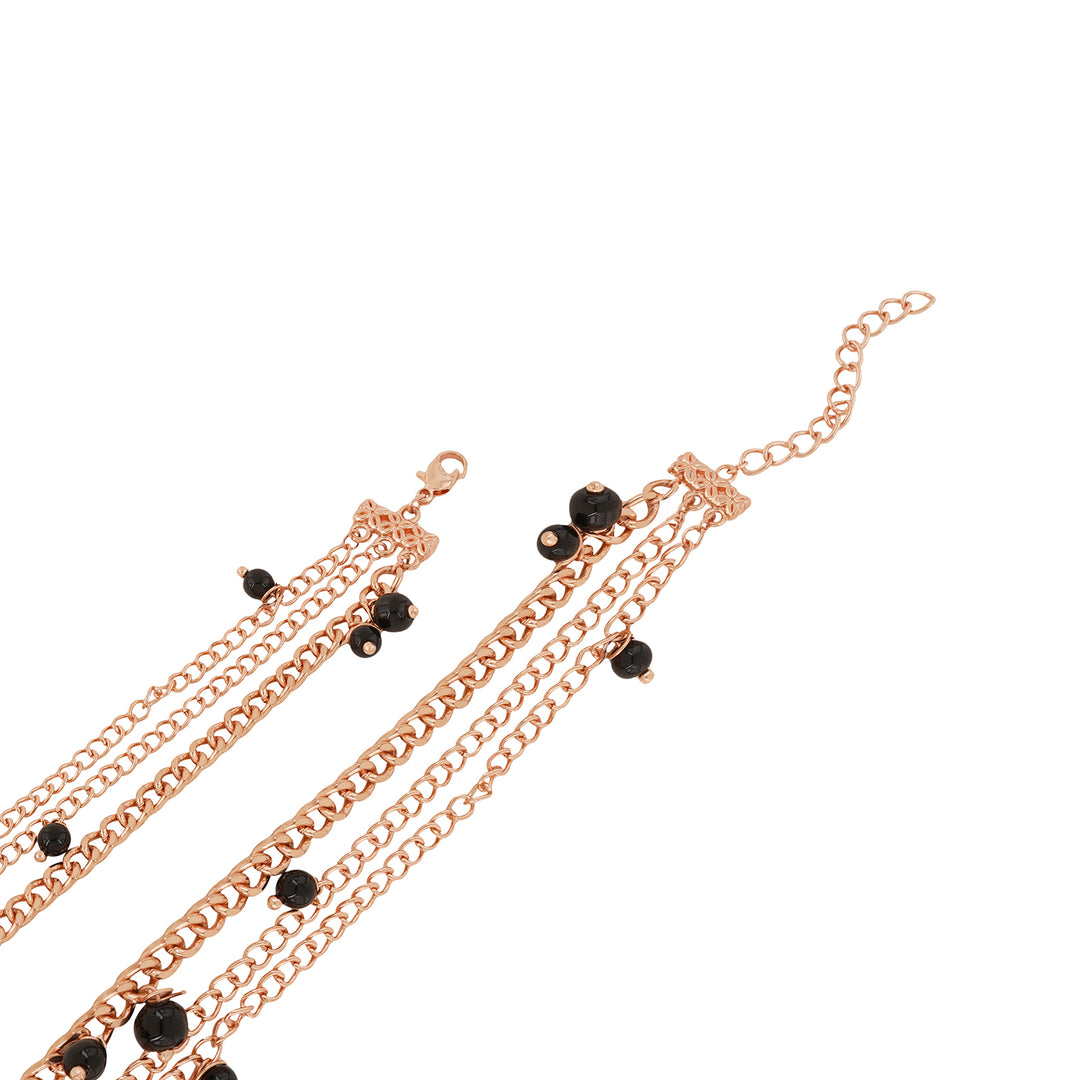 Genevieve Black Small Dial Rose Gold Pearl Wrap Around Strap Women's Watch