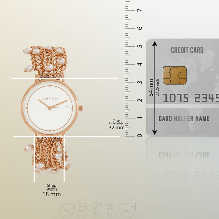 Isadora White Medium Dial Rose Gold Pearl Strap Women's Watch