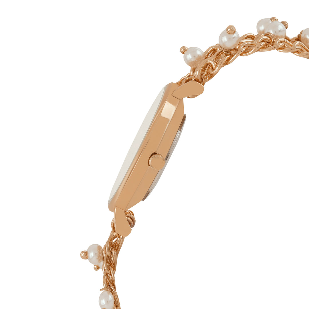 Isadora White Medium Dial Rose Gold Pearl Strap Women's Watch