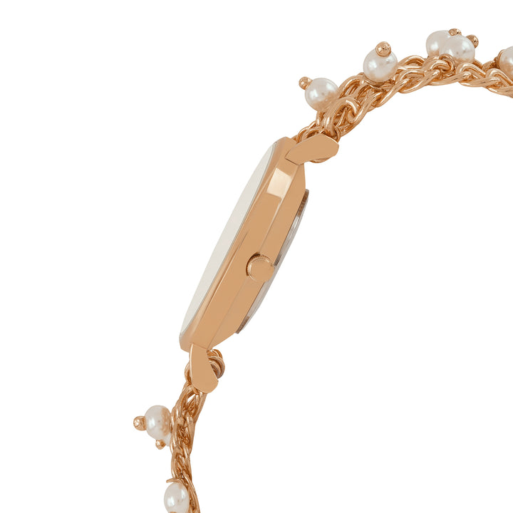 Isadora White Medium Dial Rose Gold Pearl Strap Women's Watch