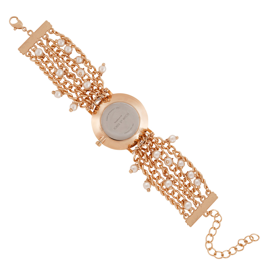 Isadora White Medium Dial Rose Gold Pearl Strap Women's Watch