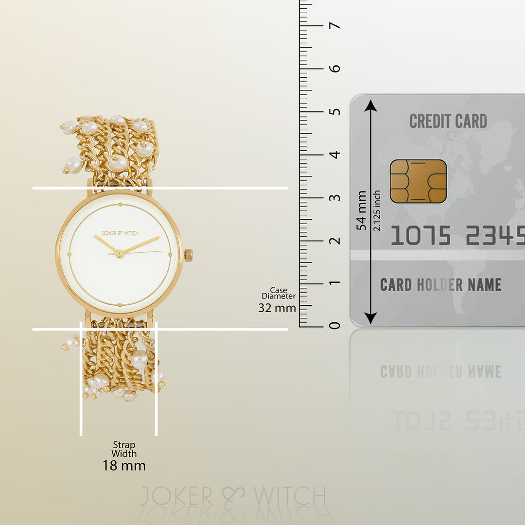 Isadora White Medium Dial Gold Pearl Strap Women's Watch