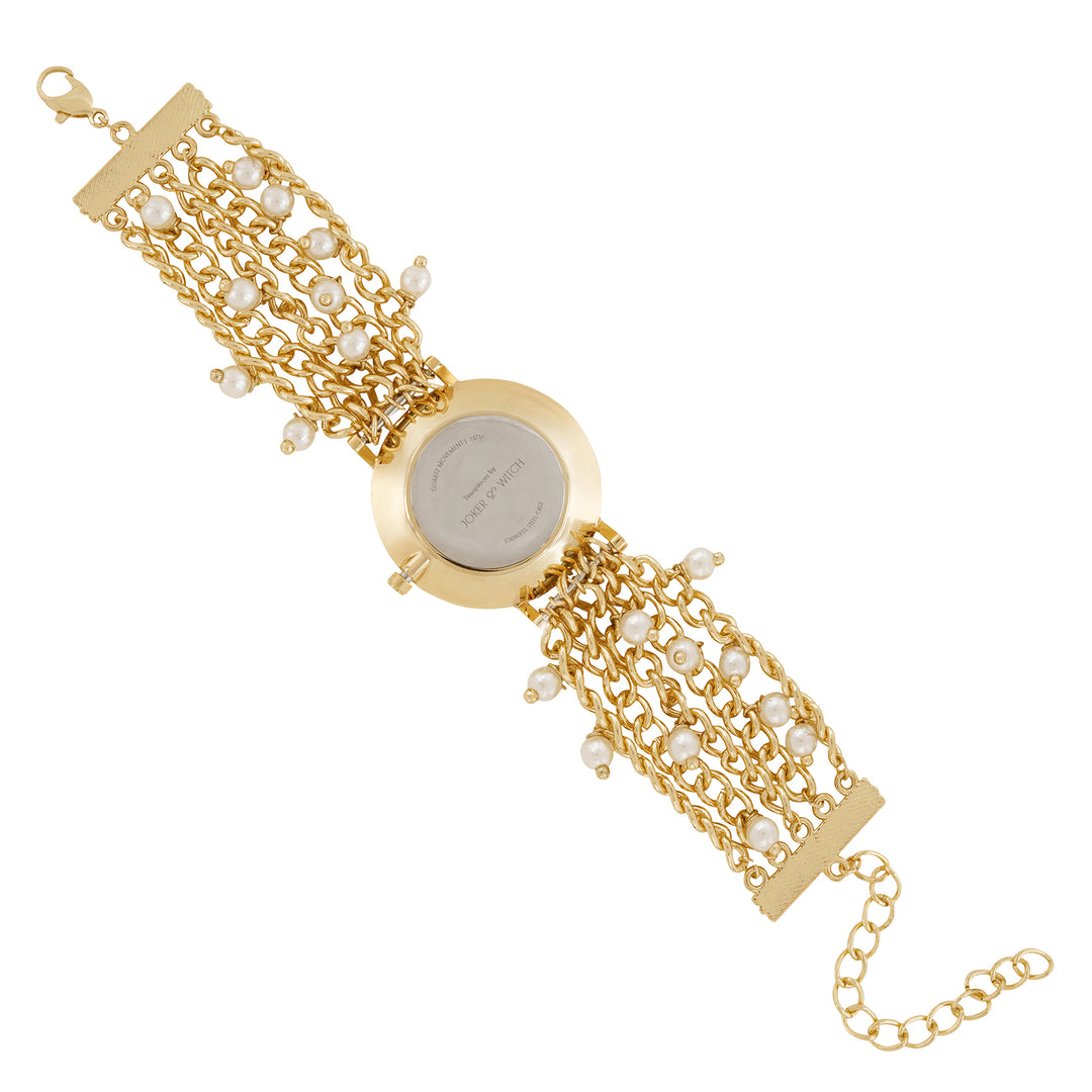 Isadora White Medium Dial Gold Pearl Strap Women's Watch