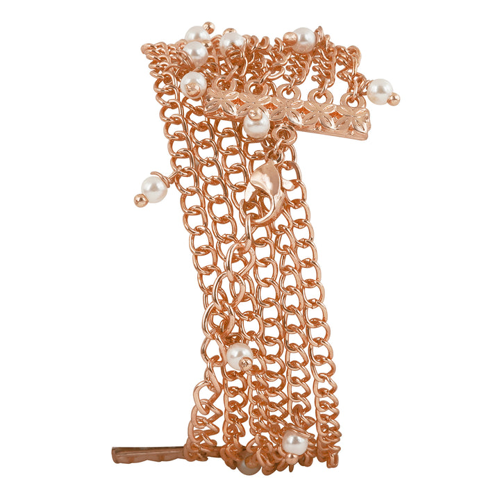 Margetti White MOP Medium Dial Rose Gold Pearl wrap Around Strap Women's Watch