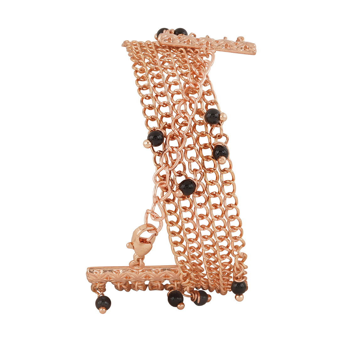 Margetti Black MOP Medium Dial Rose Gold Pearl Wrap Around Strap Women's Watch