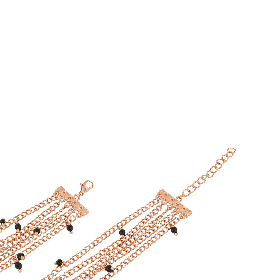 Margetti Black MOP Medium Dial Rose Gold Pearl Wrap Around Strap Women's Watch