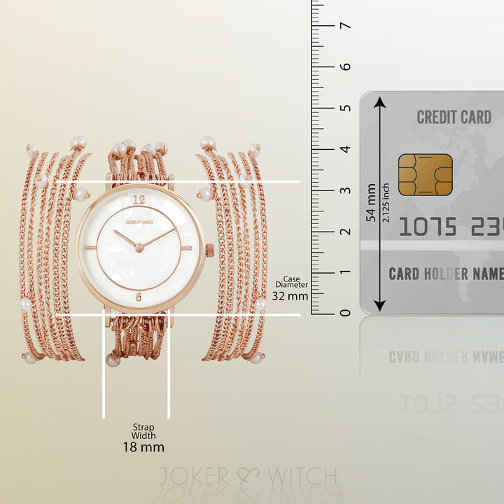 Millicent White Medium Dial Rose Gold Pearl Wrap Around Strap Women's Watch