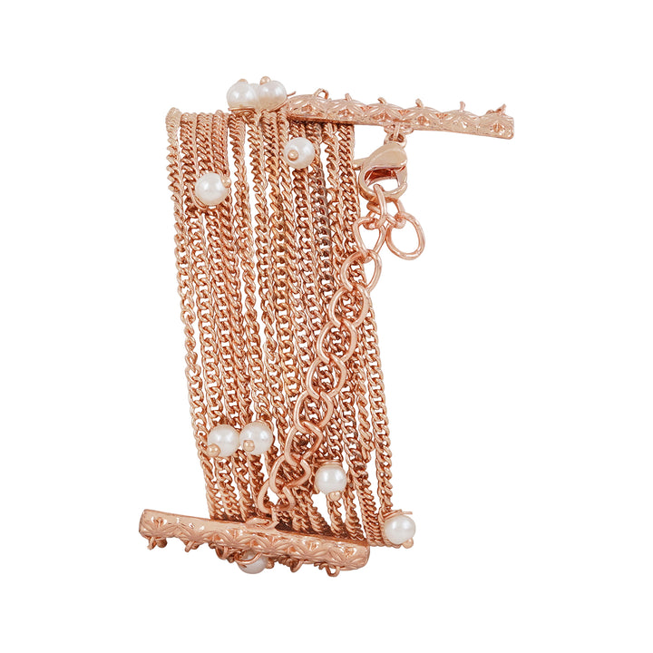 Millicent White Medium Dial Rose Gold Pearl Wrap Around Strap Women's Watch