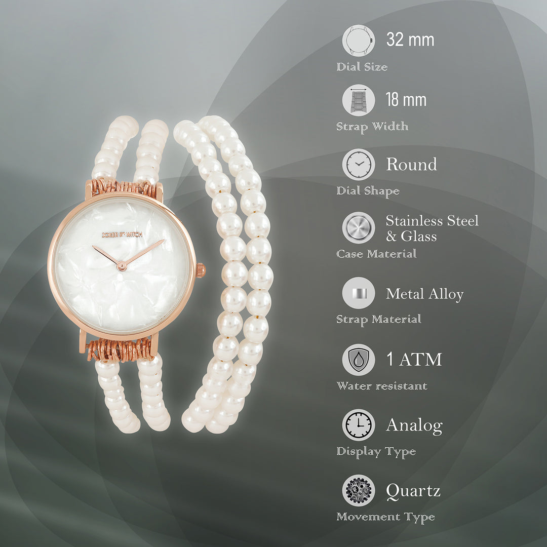 Bellena White Medium Dial Pearl Wrap Around Strap Women's Watch