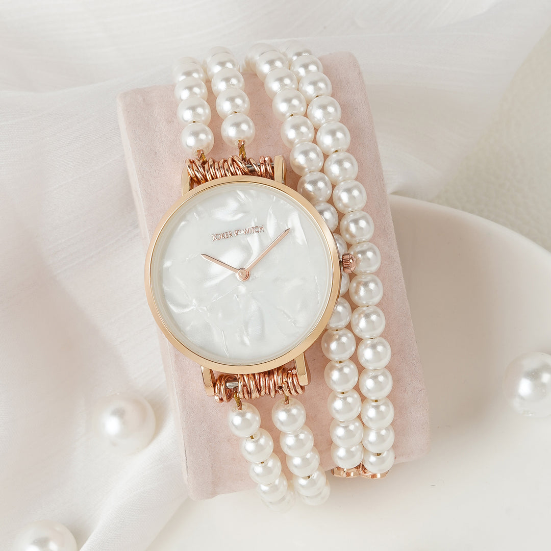 Bellena White Medium Dial Pearl Wrap Around Strap Women's Watch