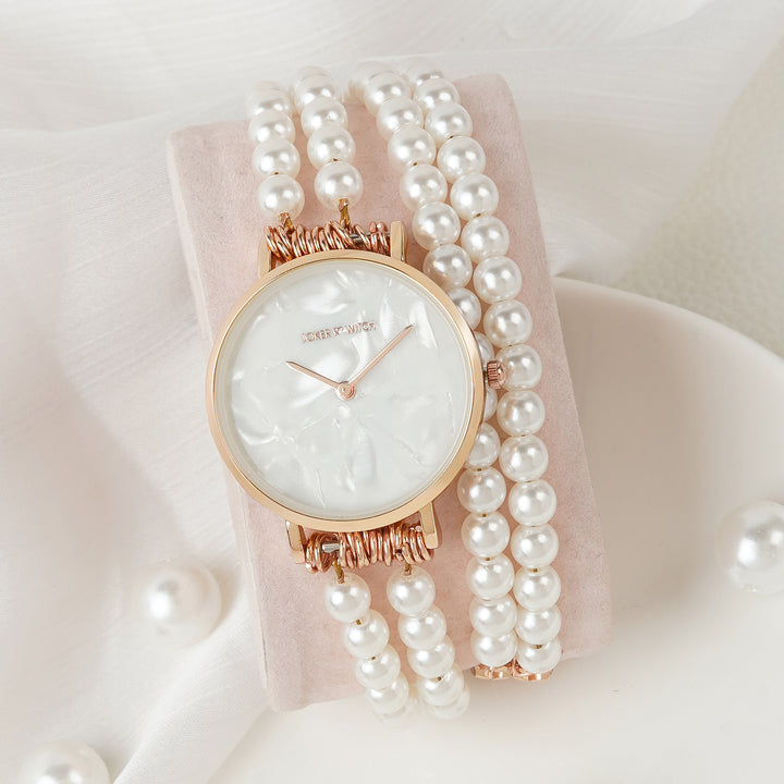 Bellena White Medium Dial Pearl Wrap Around Strap Women's Watch