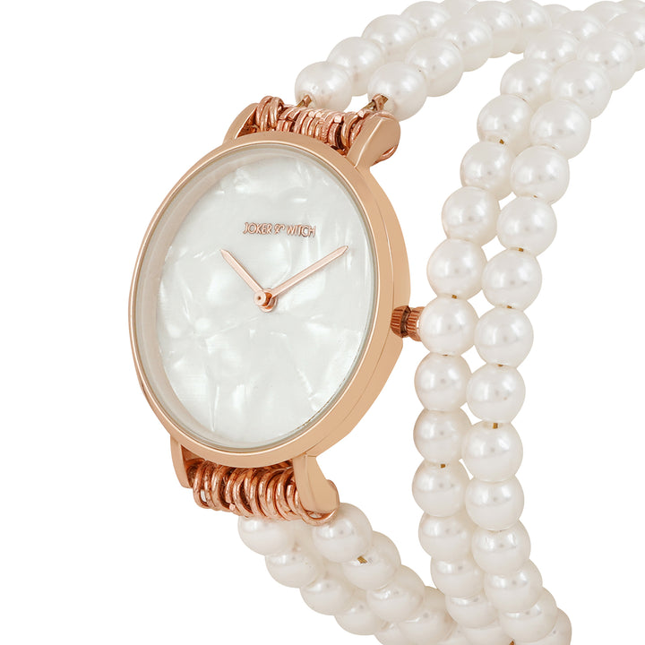 Bellena White Medium Dial Pearl Wrap Around Strap Women's Watch