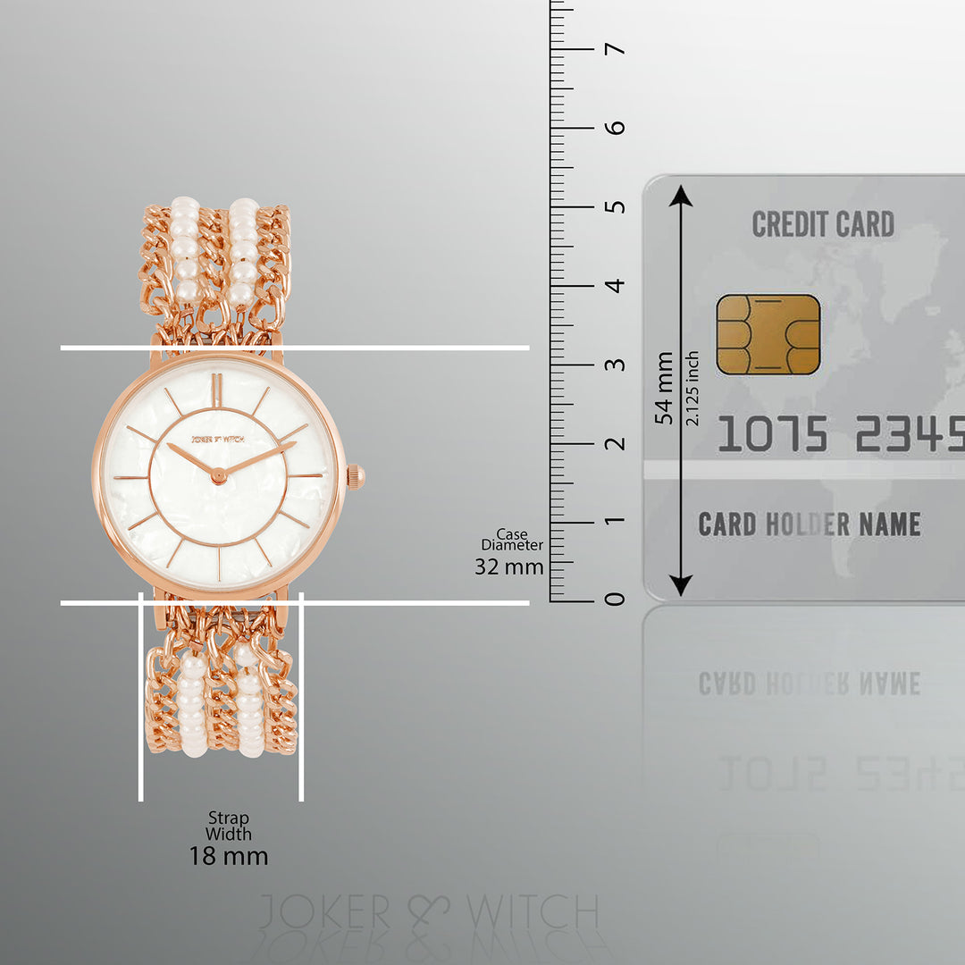 Elloria White MOP Medium Dial Rose Gold Pearl Strap Women's Watch