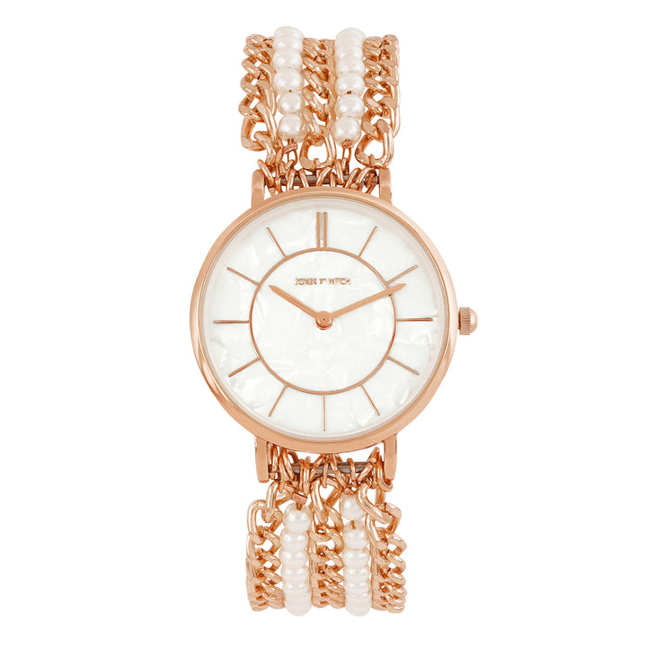 Elloria White MOP Medium Dial Rose Gold Pearl Strap Women's Watch