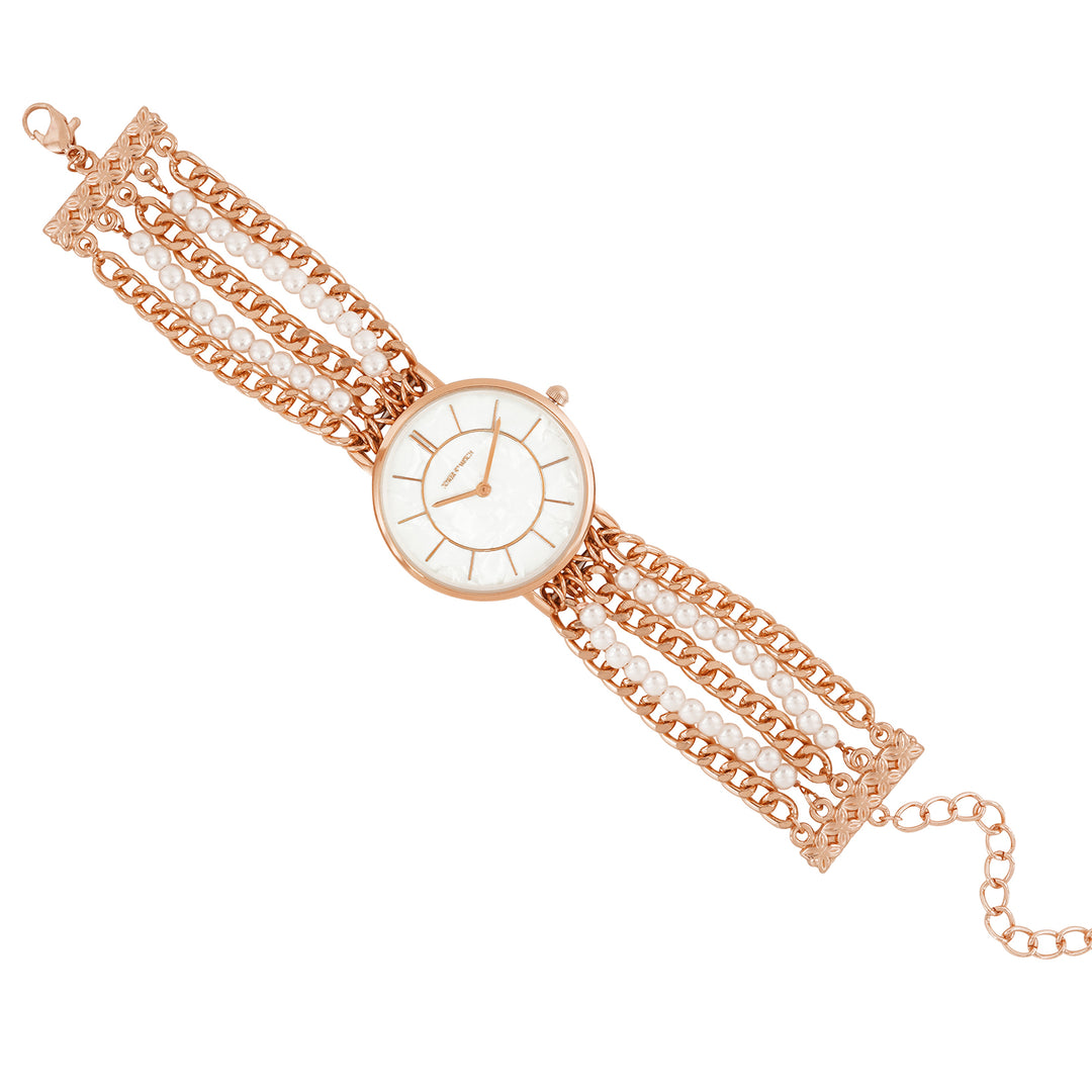 Elloria White MOP Medium Dial Rose Gold Pearl Strap Women's Watch