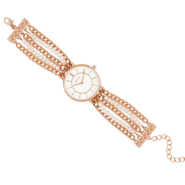 Elloria White MOP Medium Dial Rose Gold Pearl Strap Women's Watch