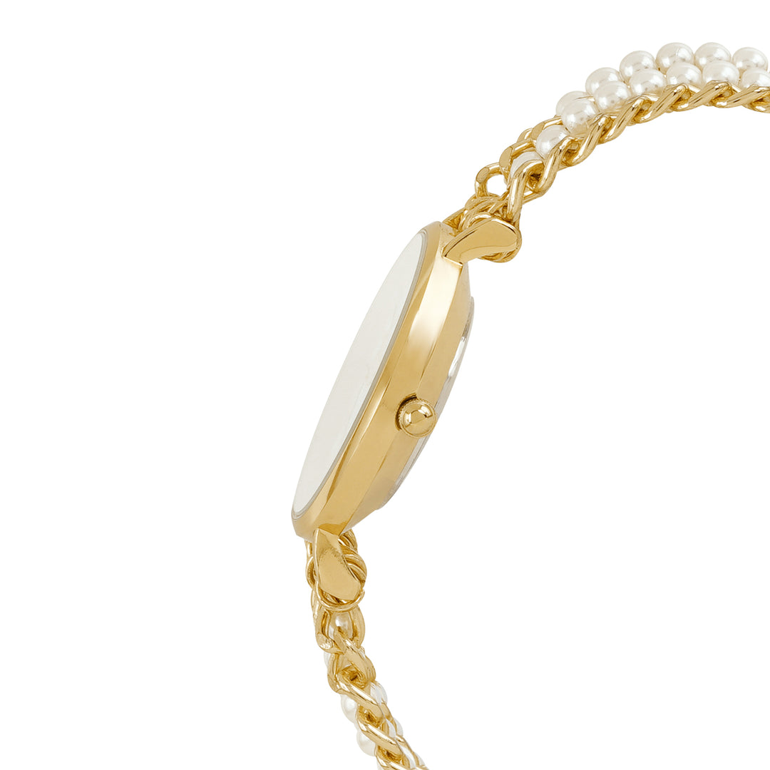 Elloria White MOP Medium Dial Gold Pearl Strap Women's Watch