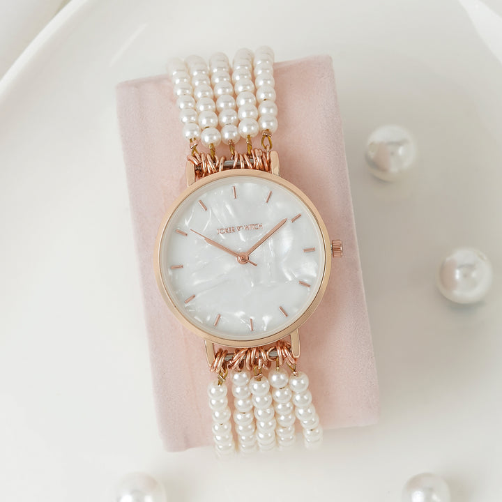 Alessandra White MOP Medium Dial Pearl Strap Women's Watch