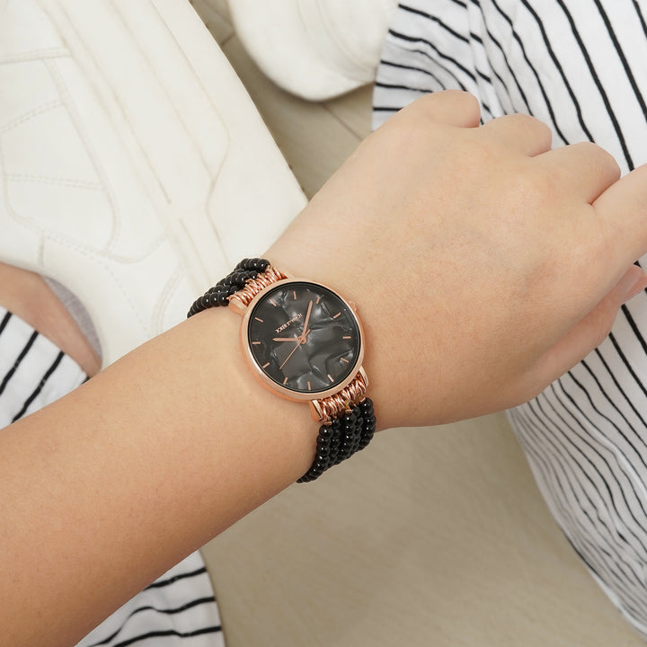 Alessandra Black MOP Medium Dial Pearl Strap Women's Watch