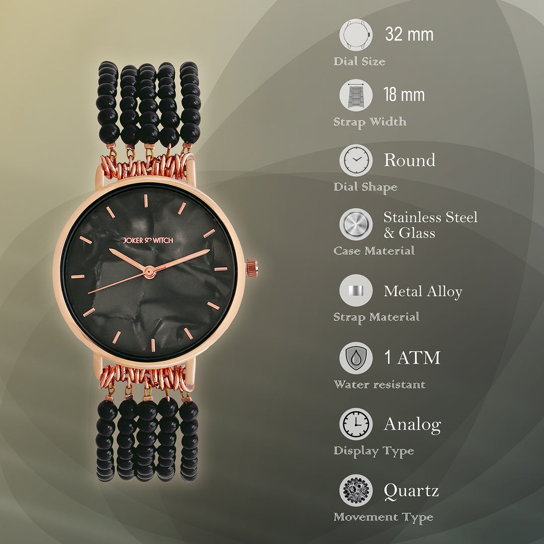 Alessandra Black MOP Medium Dial Pearl Strap Women's Watch