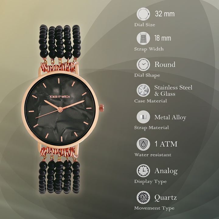 Alessandra Black MOP Medium Dial Pearl Strap Women's Watch