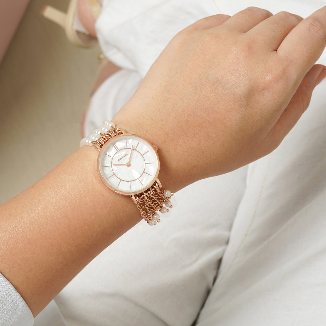 Constance White MOP Medium Dial Rose Gold Pearl Strap Women's Watch