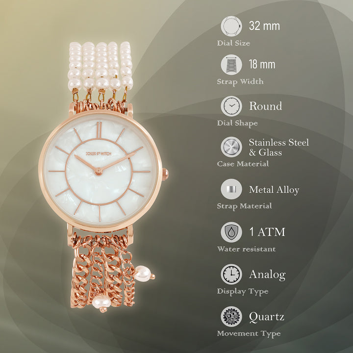 Constance White MOP Medium Dial Rose Gold Pearl Strap Women's Watch