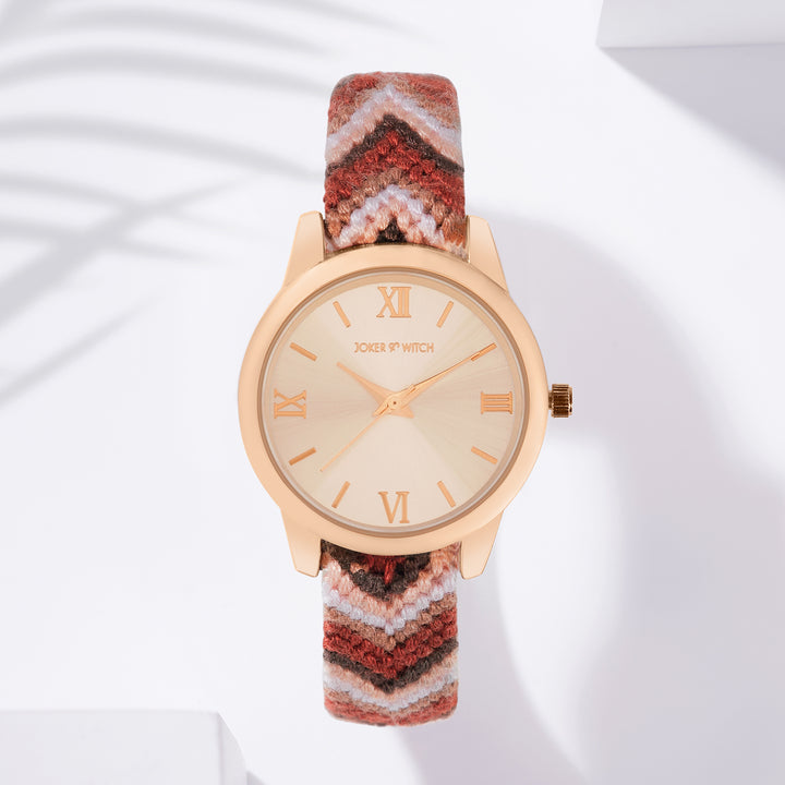 Boho Breeze Rose Gold Medium Dial Mauve Macrame Strap Women's Watch