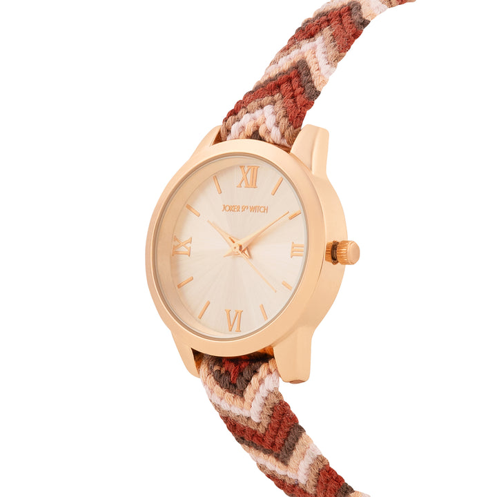 Boho Breeze Rose Gold Medium Dial Mauve Macrame Strap Women's Watch