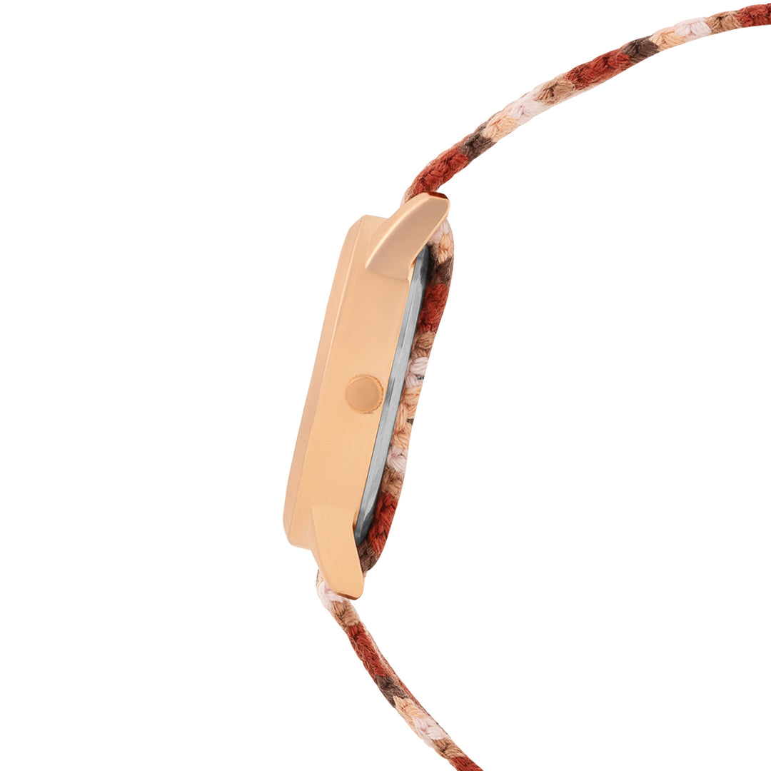 Boho Breeze Rose Gold Medium Dial Mauve Macrame Strap Women's Watch