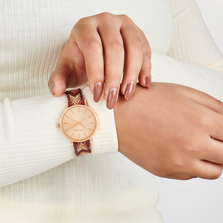 Tierra Rose Gold Medium Dial Brown Macrame Strap Women's Watch