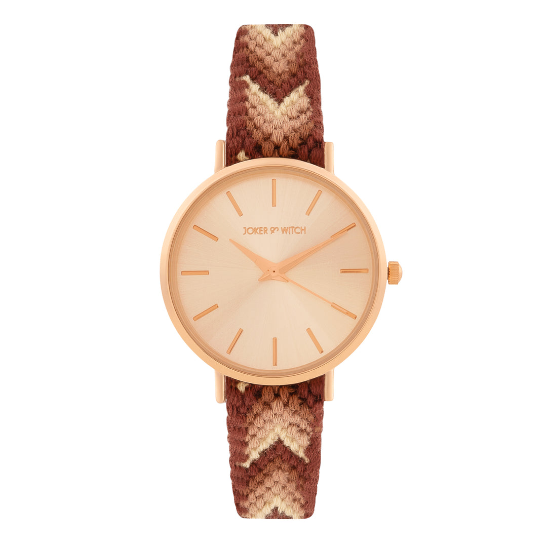 Tierra Rose Gold Medium Dial Brown Macrame Strap Women's Watch