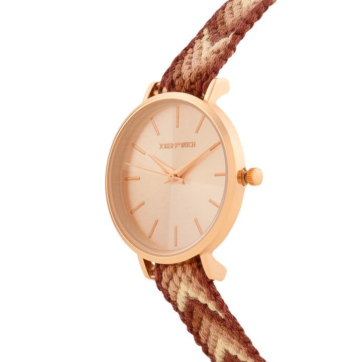 Tierra Rose Gold Medium Dial Brown Macrame Strap Women's Watch