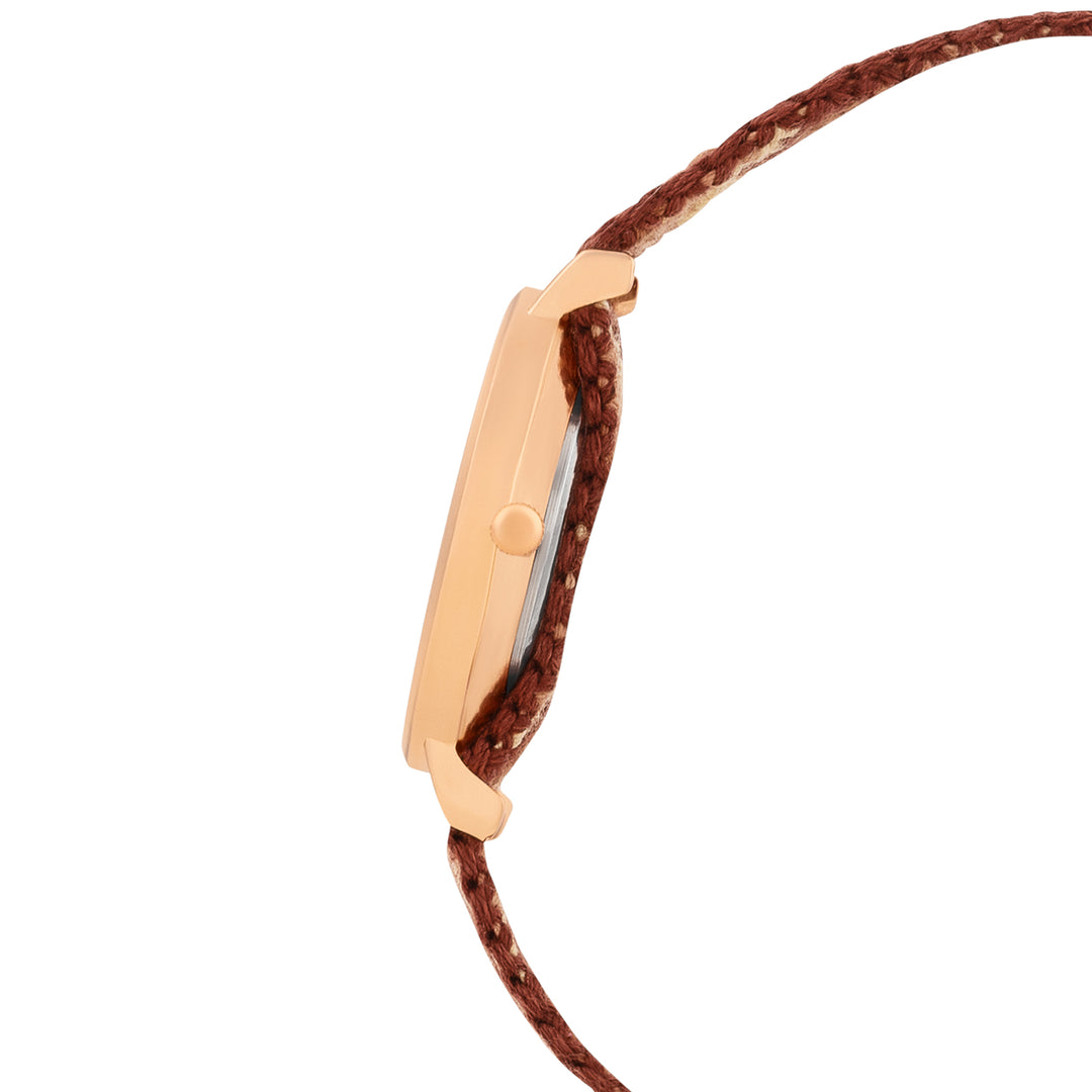 Tierra Rose Gold Medium Dial Brown Macrame Strap Women's Watch